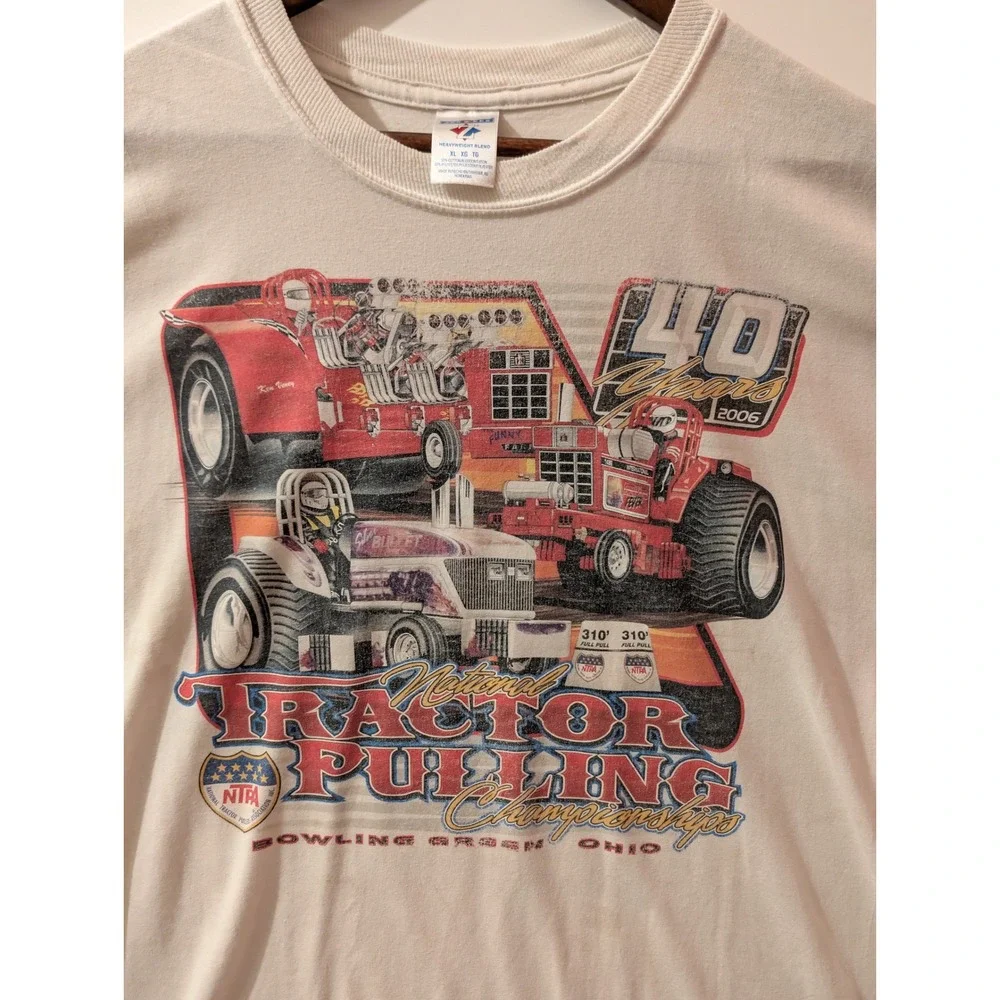 Jerzees Tractor Pulling T-Shirt Mens XL White Good 2006 NTPA Racing Graphic Tee